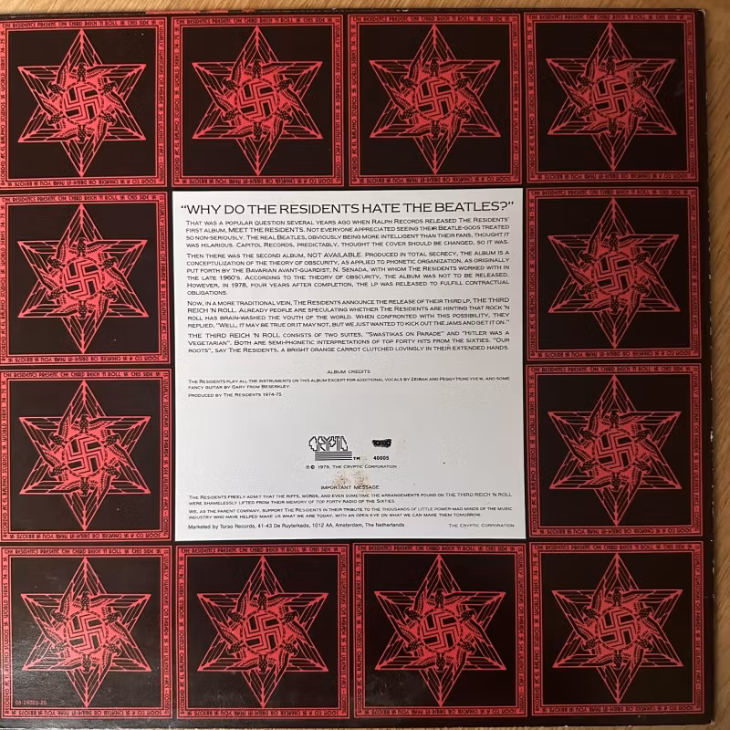 RESIDENTS, the The Third Reich 'N' Roll (Torso - Netherlands reissue) (VG+/VG) LP