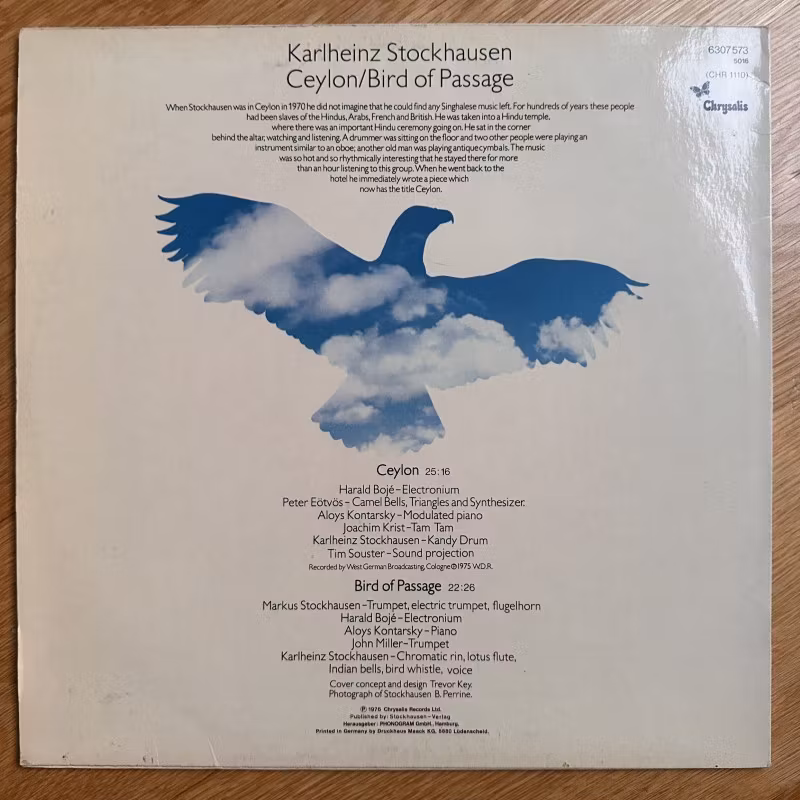 KARLHEINZ STOCKHAUSEN Ceylon / Bird Of Passage (Chrysalis - Germany original) (VG+/EX) LP