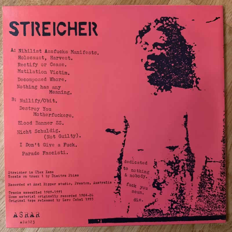 STREICHER Annihilism (ASRAR - Italy reissue) (NM) LP