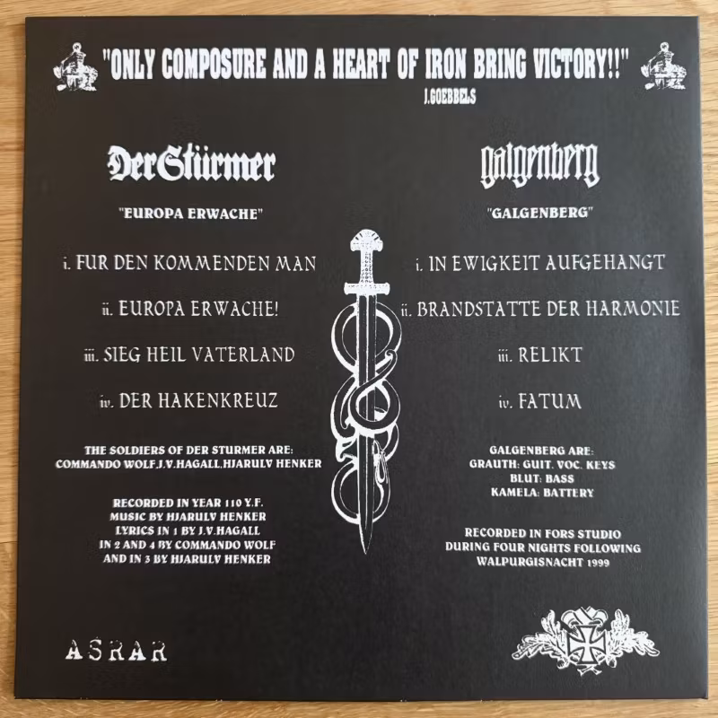 DER STÜRMER / GALGENBERG Split (ASRAR- Italy reissue) (NM) LP