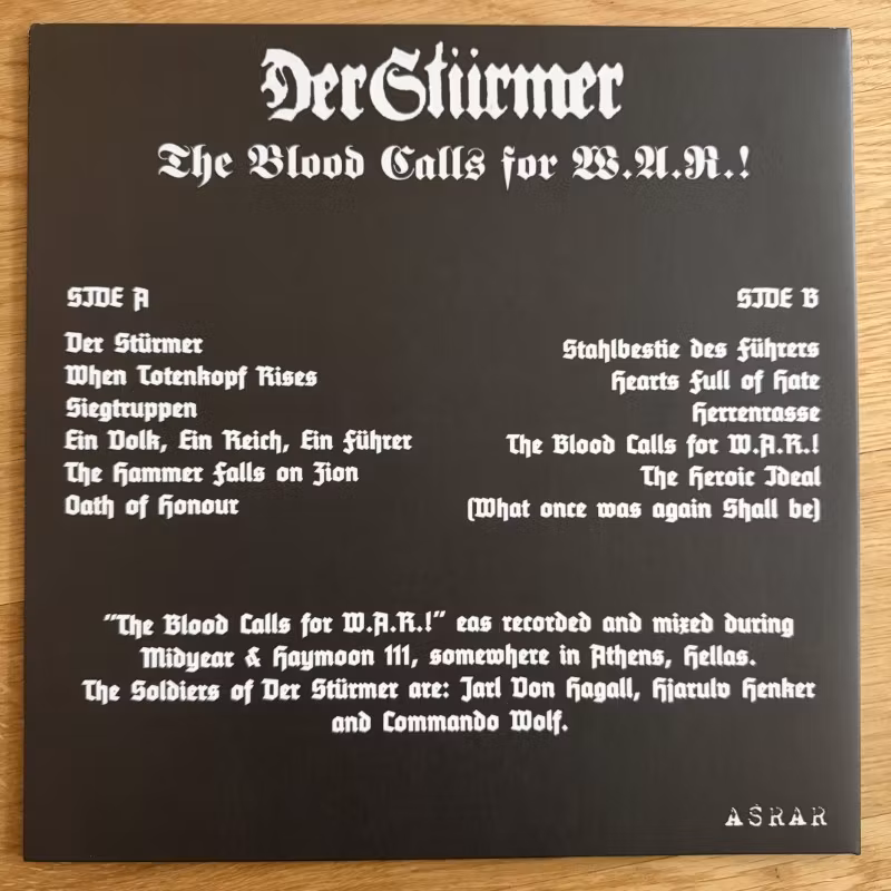 DER STÜRMER The Blood Calls For W.A.R.! (ASRAR - Italy reissue) (NM) LP