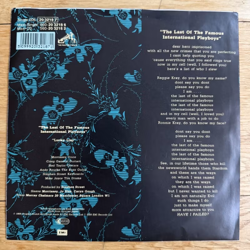 MORRISSEY The Last Of The Famous International Playboys (His Master's Voice - Europe original) (VG/VG+) 7"