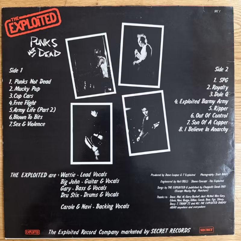 EXPLOITED, the Punks Not Dead (Secret - UK original) (VG+) LP