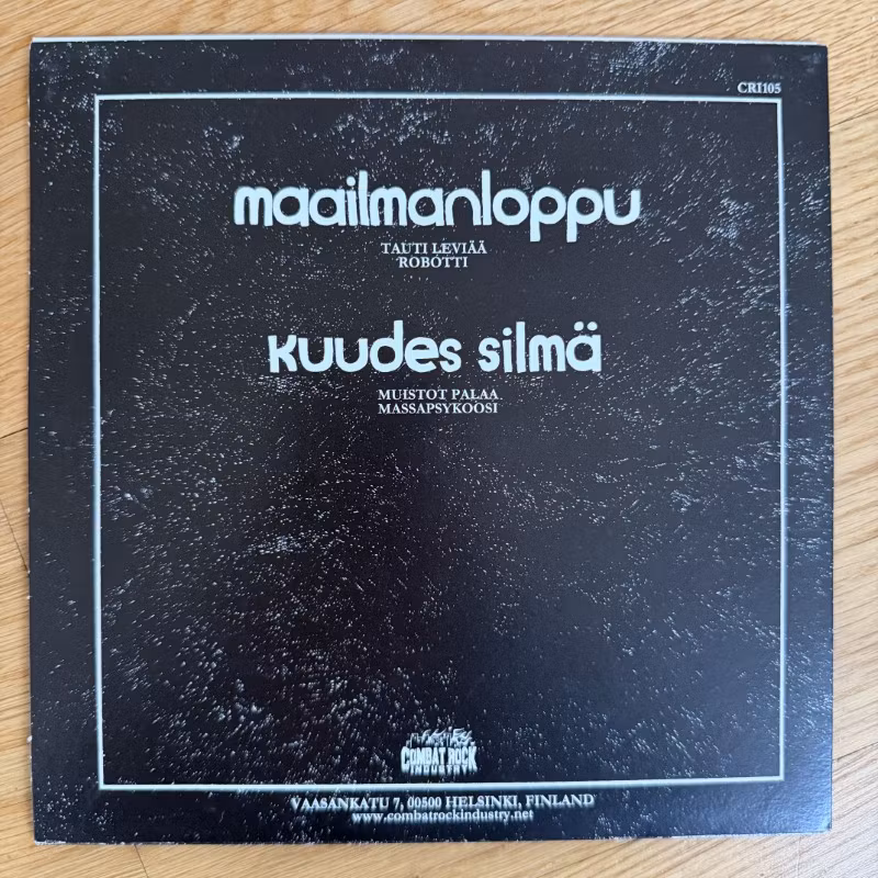 MAAILMANLOPPU / KUUDES SILMÄ Split (Combat Rock Industry – Finland original) (NM/VG+) 7"