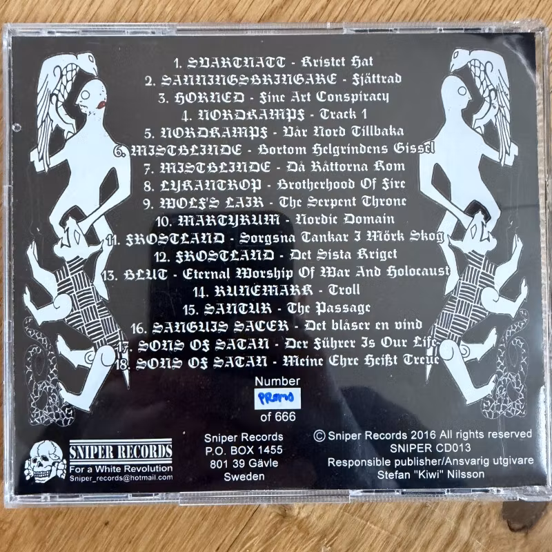 VARIOUS Svensk Arisk Black Metal (Sniper - Sweden original) (EX) CD