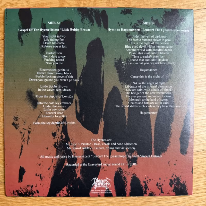 HYENA Hyena (Obscure Abhorrence - Germany original) (EX/NM) 7"