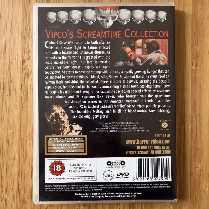 INCREDIBLE MELTING MAN, the (EX) DVD