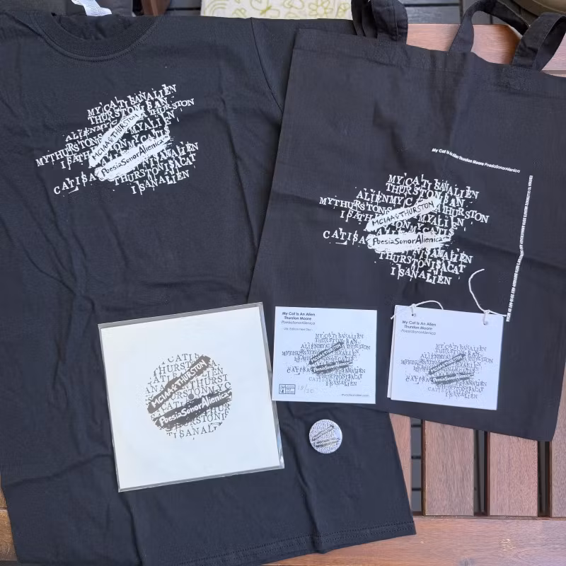 MY CAT IS AN ALIEN, THURSTON MOORE PoesiaSonorAlienica (Opax - Europe original) (NM/EX) FLEXI 7", T-SHIRT, BAG