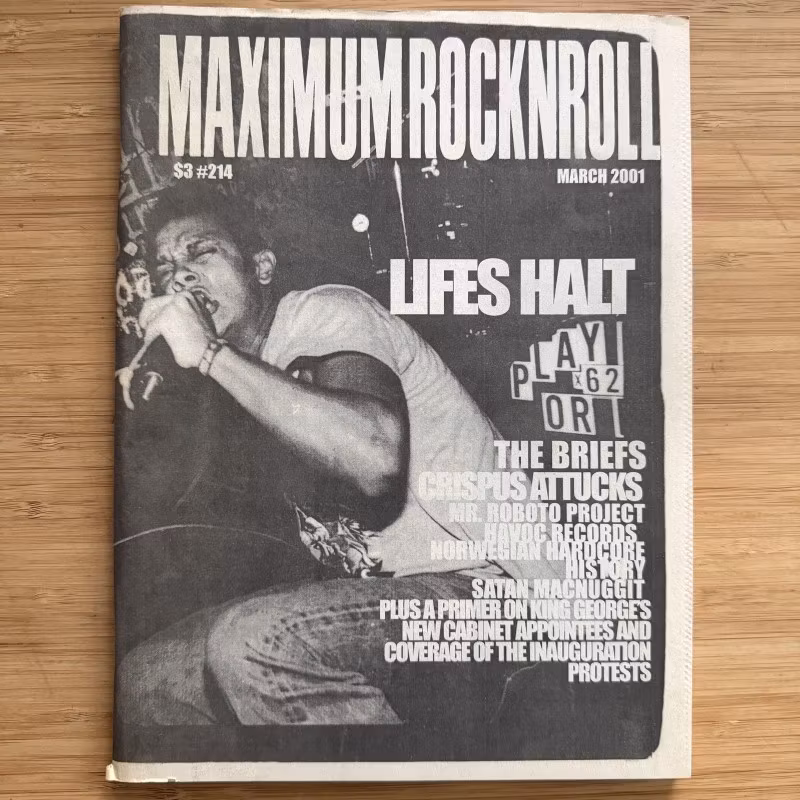 MAXIMUM ROCKNROLL #214 2001 (EX) MAGAZINE
