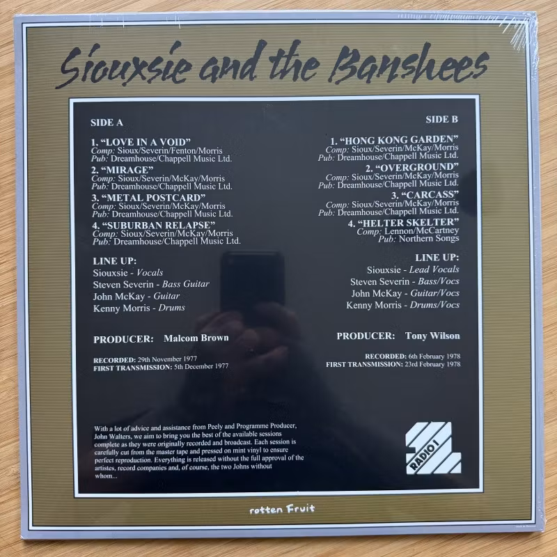 SIOUXSIE AND THE BANSHEES The Peel Sessions 1977-1978 (Rotten Fruit - France reissue) (SS) LP