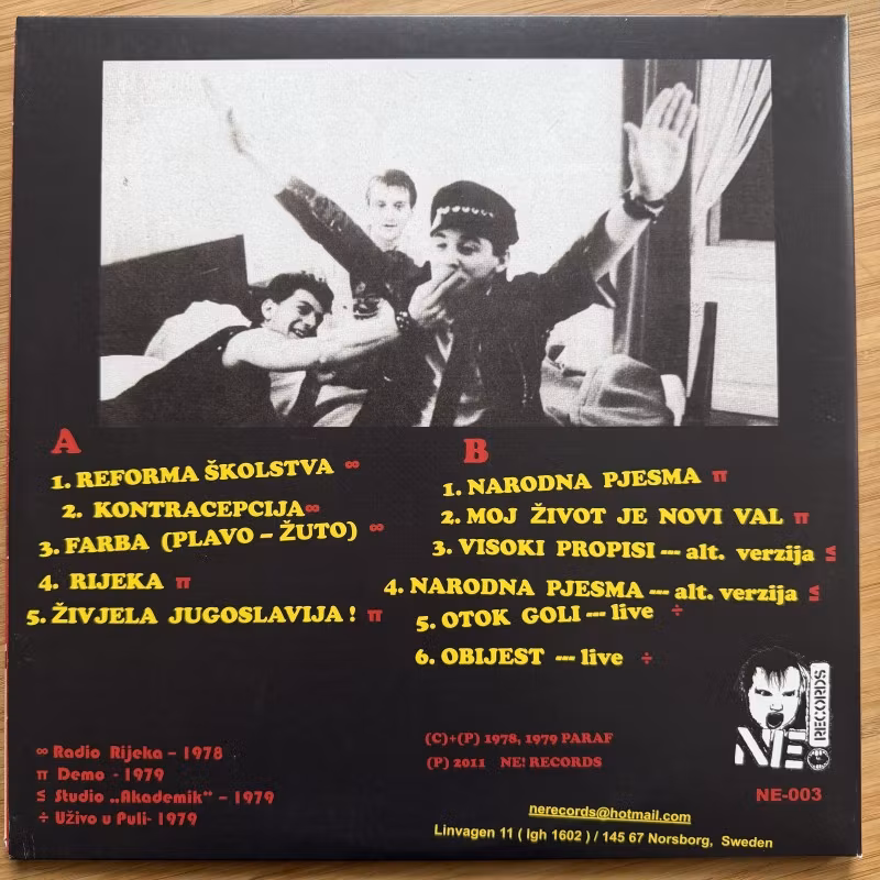 PARAF Prekinuti Koitus: 1978 - 1979 (Red vinyl) (Ne! - Sweden original) (NM) LP+CD