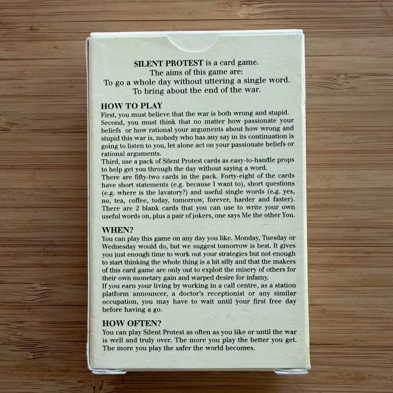 BILL DRUMMOND / THE KLF Silent Protest (EX) CARD GAME