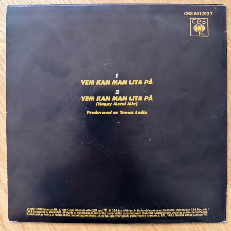 MAGNUS UGGLA Vem Kan Man Lita På (CBS - Sweden original) (VG+/EX) 7"