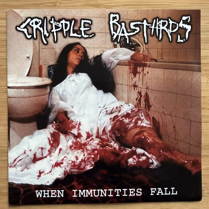 CRIPPLE BASTARDS / REGURGITATE Split (Splatter vinyl) (E.U. '91 Produzioni – Italy original) (EX) 7"