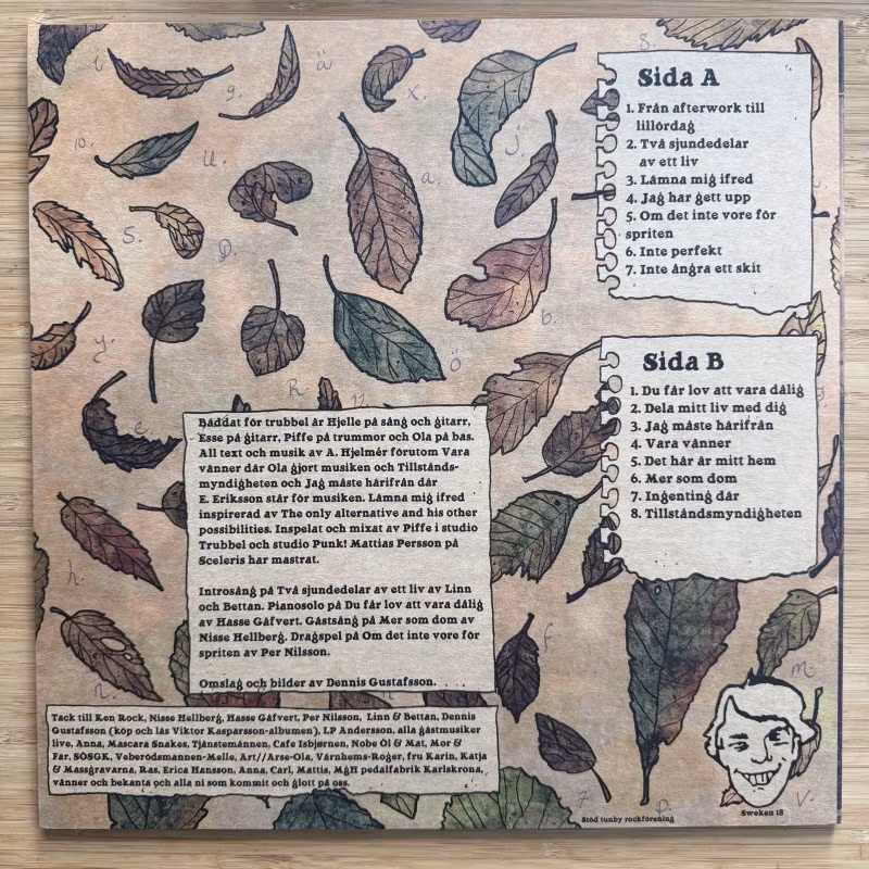 BÄDDAT FÖR TRUBBEL Två Sjundedelar Av Ett Liv (Blue vinyl) (Ken Rock - Sweden original) (NM/EX) LP