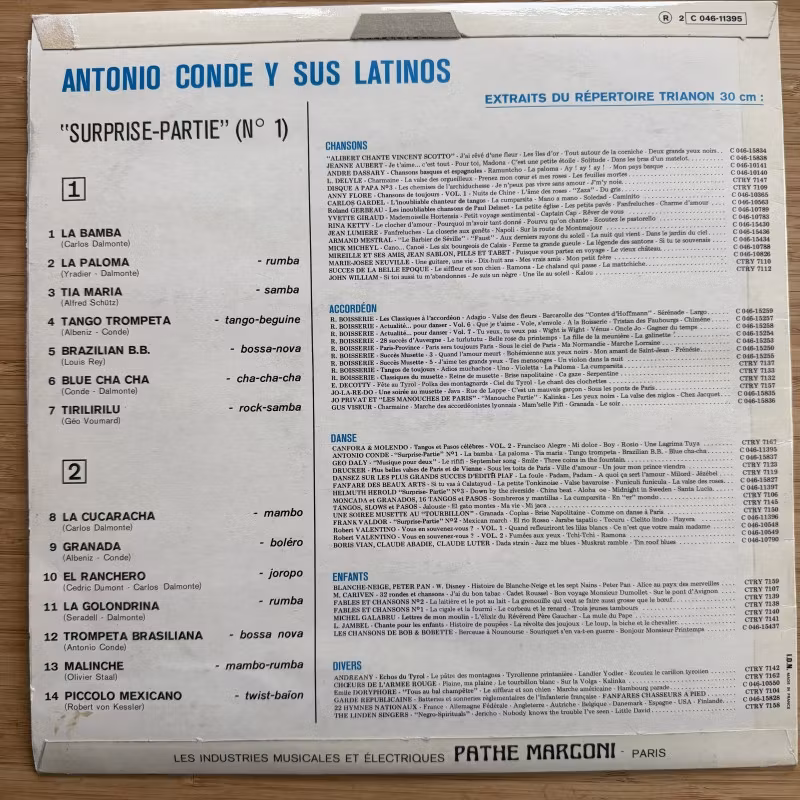 ANTONIO CONDE Y SUS LATINOS Surprise-Partie Nº 1 (Trianon - France original) (VG+) LP