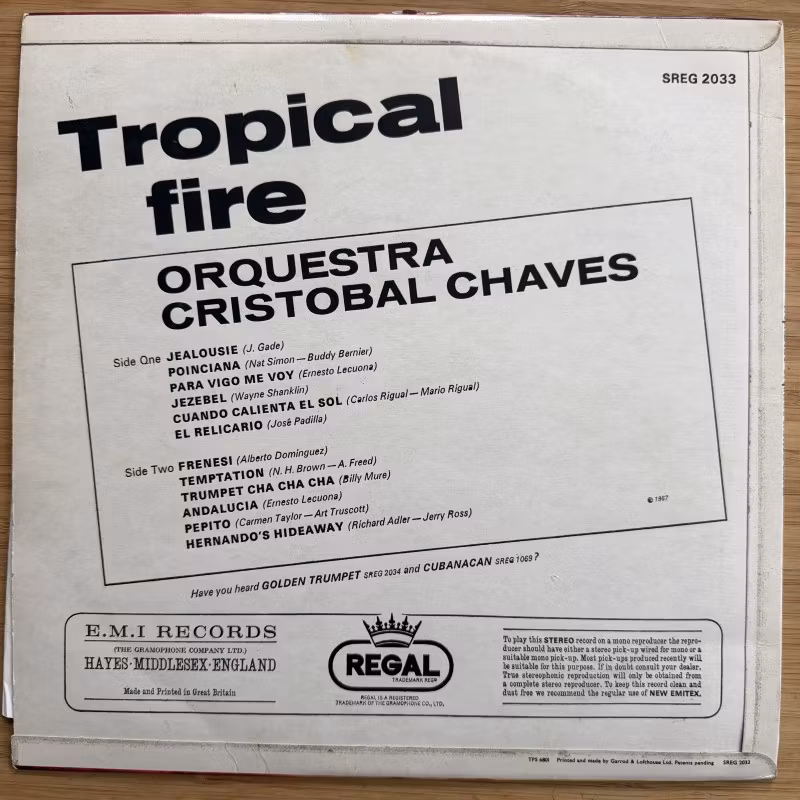 ORQUESTRA CRISTOBAL CHAVEZ Tropical Fire (Regal - UK original) (VG+/VG) LP