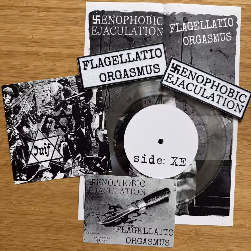 XENOPHOBIC EJACULATION / FLAGELLATION ORGASMUS Tre Skinheads 1983 - Live Vantaa 6/8/17 / Racial War Crimes, Racial War Assaults (Barbatos - Russia original) (NM) LATHE CUT 7"