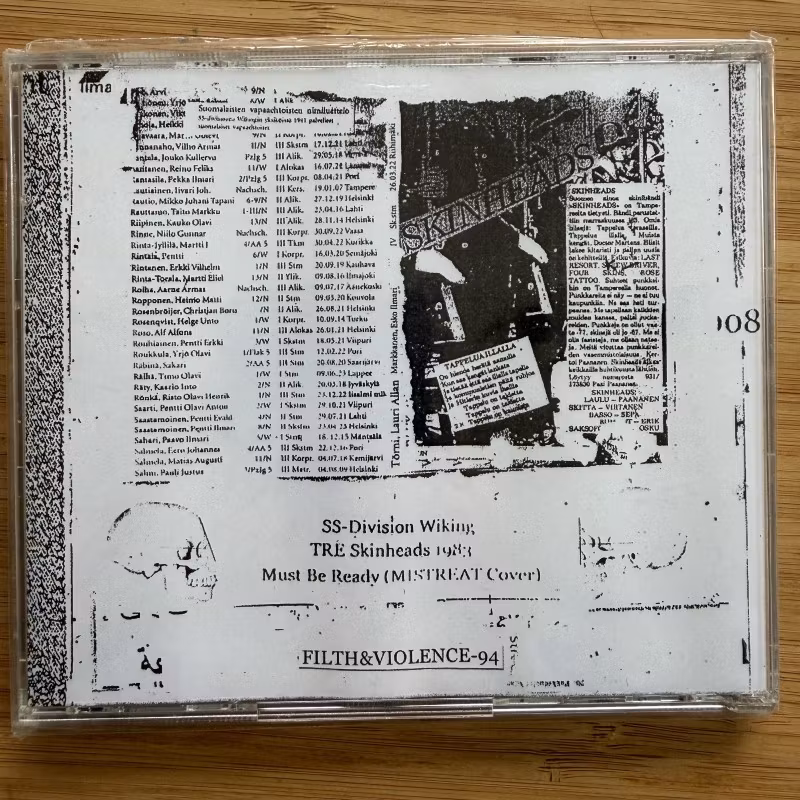 XENOPHOBIC EJACULATION SS-Division Wiking / Tampere Skinheads 1983 (Filth And Violence - Finland reissue) (NM) CD