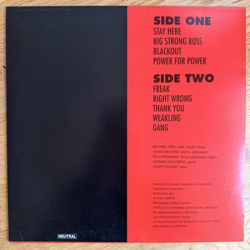 SWANS Filth (Neutral - Europe reissue) (EX) LP