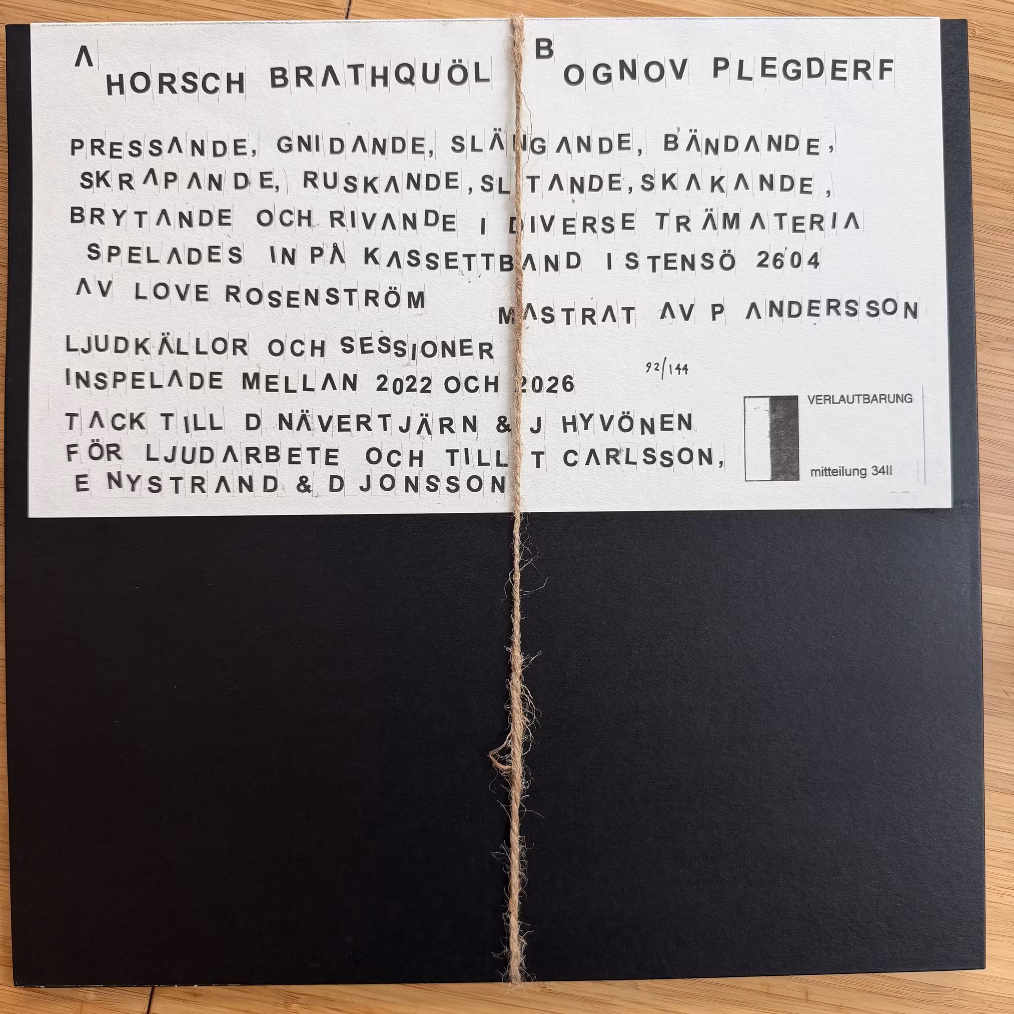 OCHU Ljud För Efterblivna (Verlautbarung - Germany original) (NM) LP