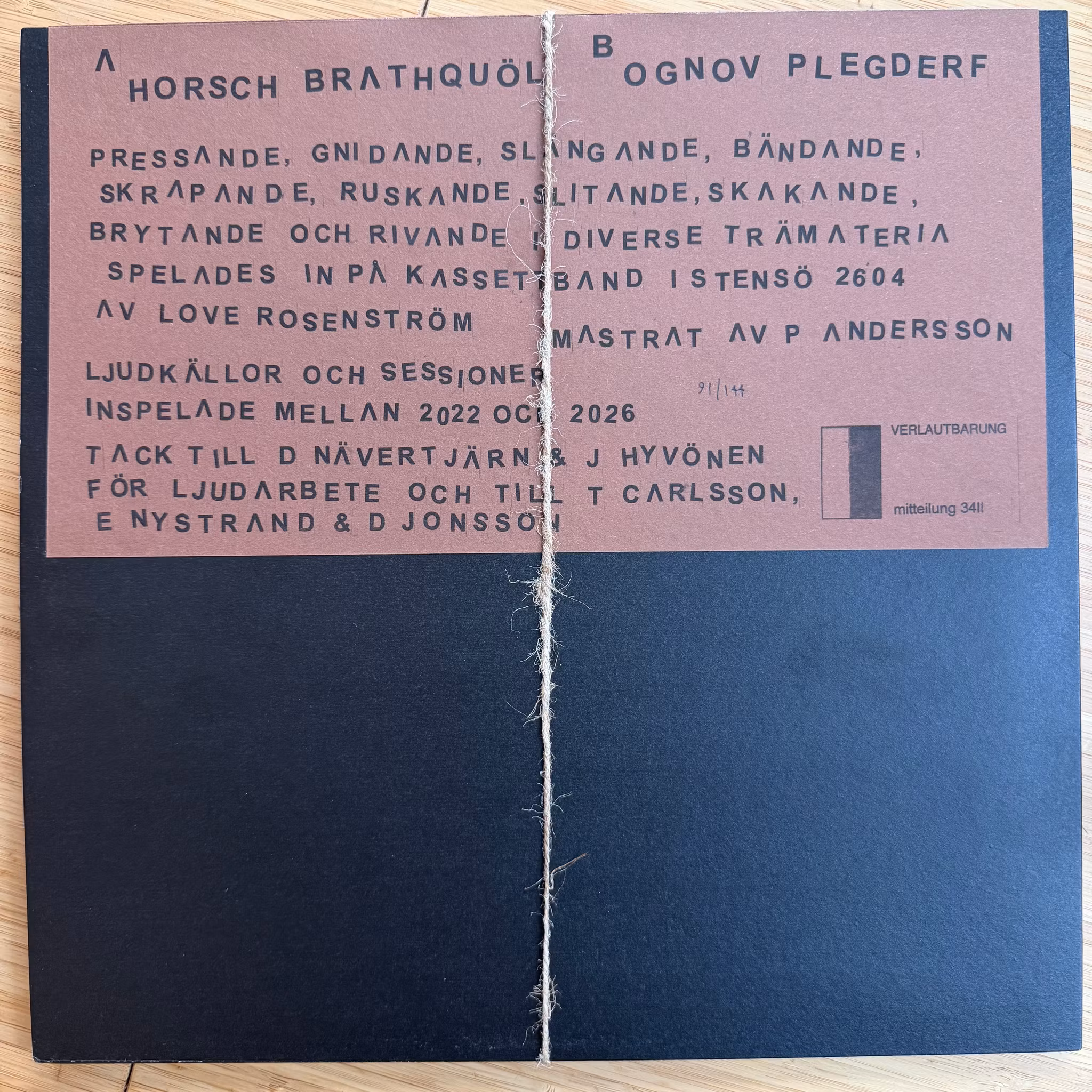 OCHU Ljud För Efterblivna (Verlautbarung - Germany original) (NM) LP