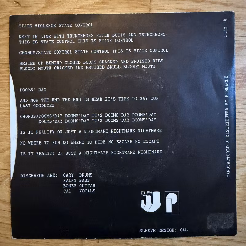 DISCHARGE State Violence State Control (Clay - UK original) (VG/VG+) 7"