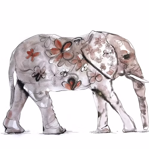 Blommig elefant