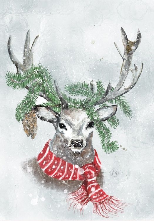 Winterdeer with scarf