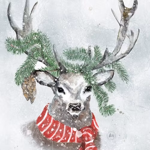 Winterdeer with scarf
