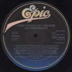 Matthew Wilder – I Don't Speak The Language. LP