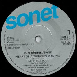 Tom Russell Band – Heart Of A Working Man. 7''