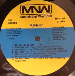 Convaljen, Pelle, Christina, Jojje – Kåklåtar. Lp