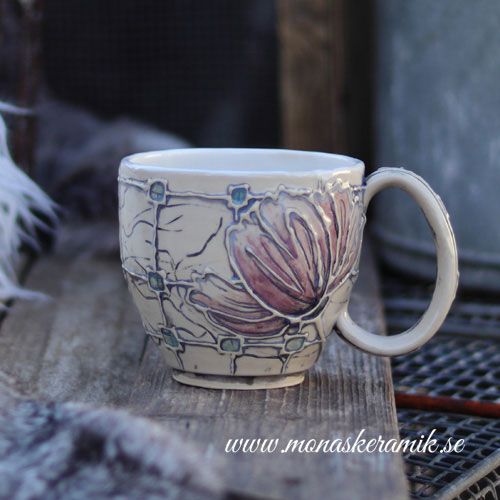 handgjord keramik i stengods, temugg webshop, mönstrad temugg webshop, reliefmönster, mönster skapade på frihand, keramik webshop, te webshop, temugg,