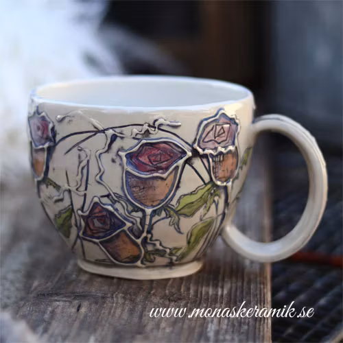 handgjord keramik i stengods, temugg webshop, mönstrad temugg webshop, reliefmönster, mönster skapade på frihand, keramik webshop, te webshop, temugg,