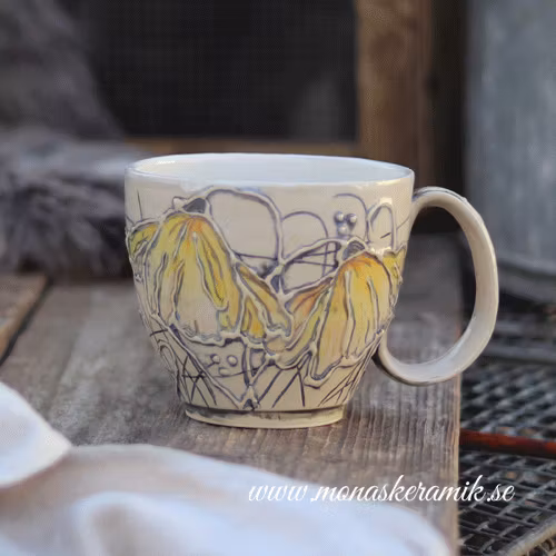 handgjord keramik i stengods, temugg webshop, mönstrad temugg webshop, reliefmönster, mönster skapade på frihand, keramik webshop, te webshop, temugg,