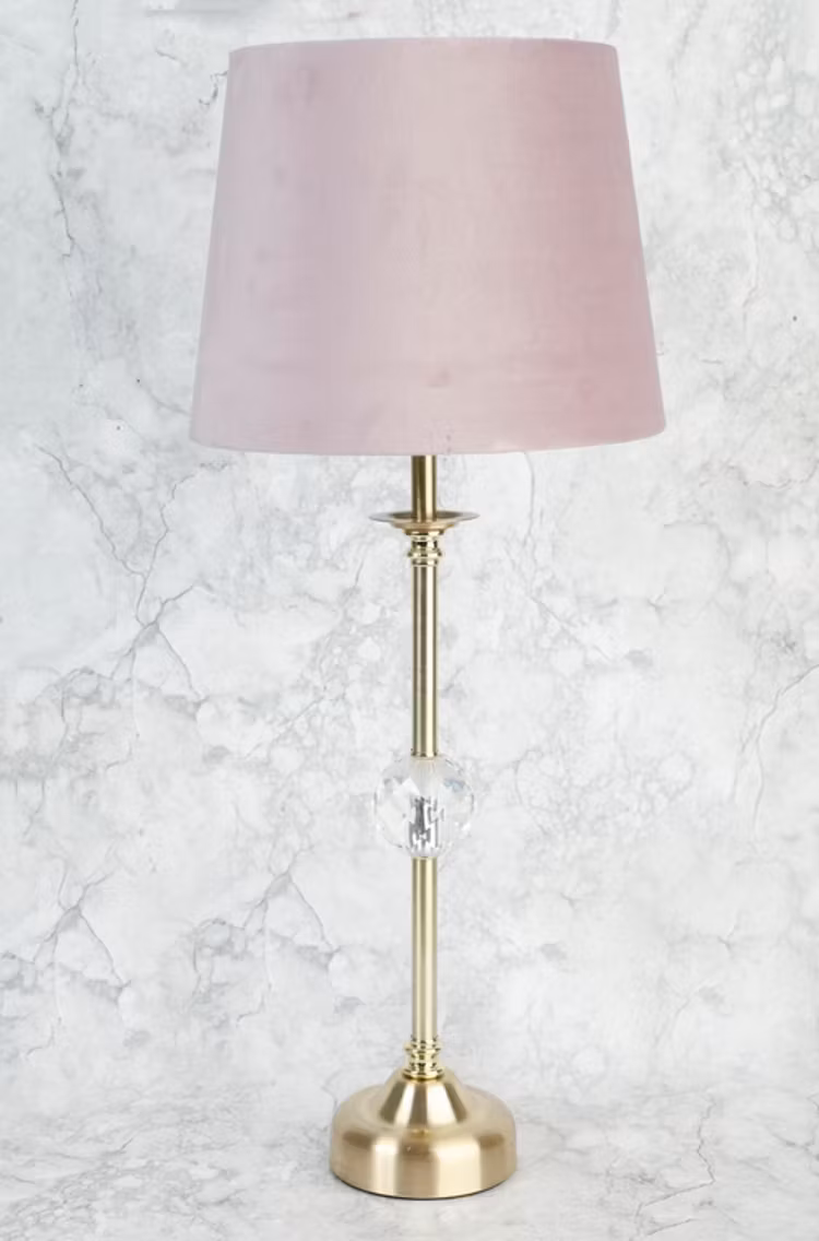 Lampa inkl lampskärm i sammet H53 cm