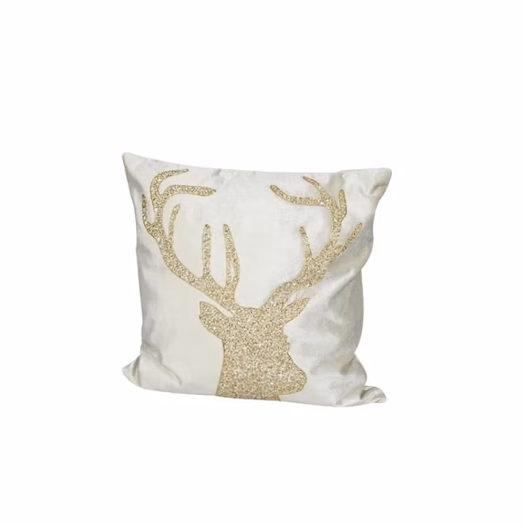 Kuddfodral med innerkudde Rudolf, benvit/guld