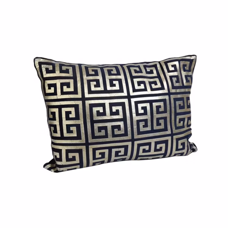 Kuddfodral med innerkudde, mörkblå/guld