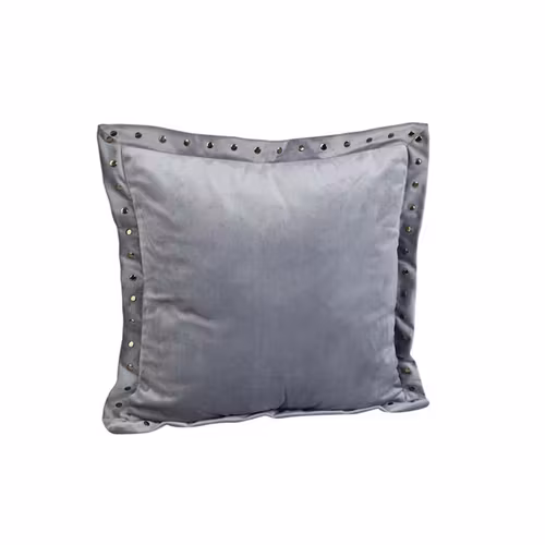 Kuddfodral med innerkudde, grå med nitar