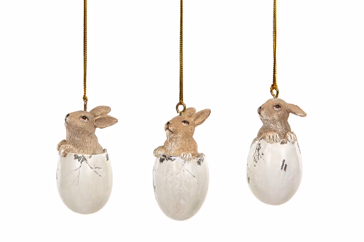 Påskpynt påskharar i ägg - 3-pack