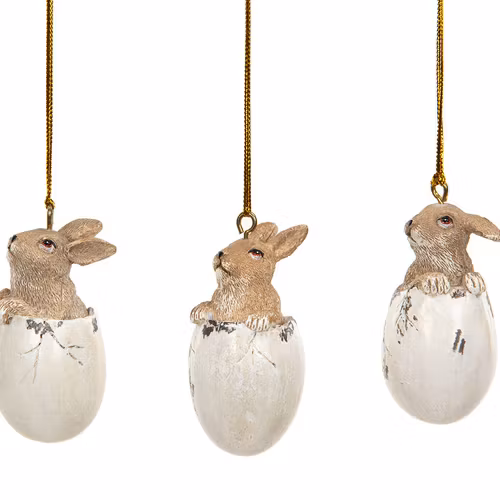 Påskpynt påskharar i ägg - 3-pack