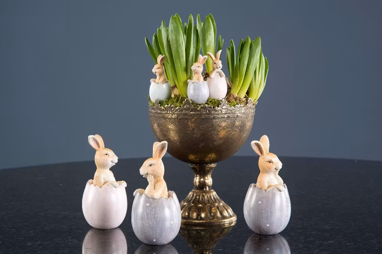 Påskpynt påskhare i ägg - blå