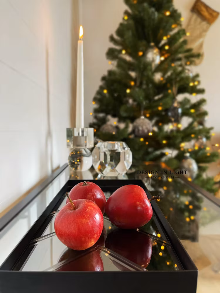 Bricka i spegelglas med harlekinmönster