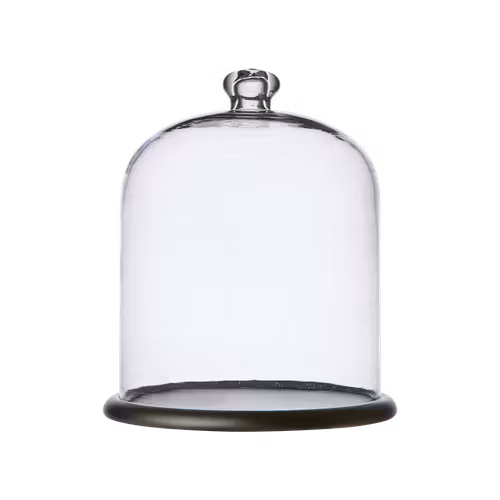 Glaskupa BELLA med fat L, Klar/svart Ø23 cm