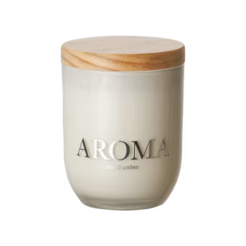 Doftljus AROMA, S Exotic amber, Brun/vit H9cm