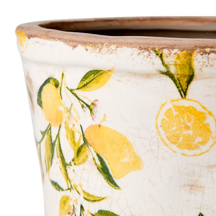 Kruka LEMONA, M, Vit/grön/gul