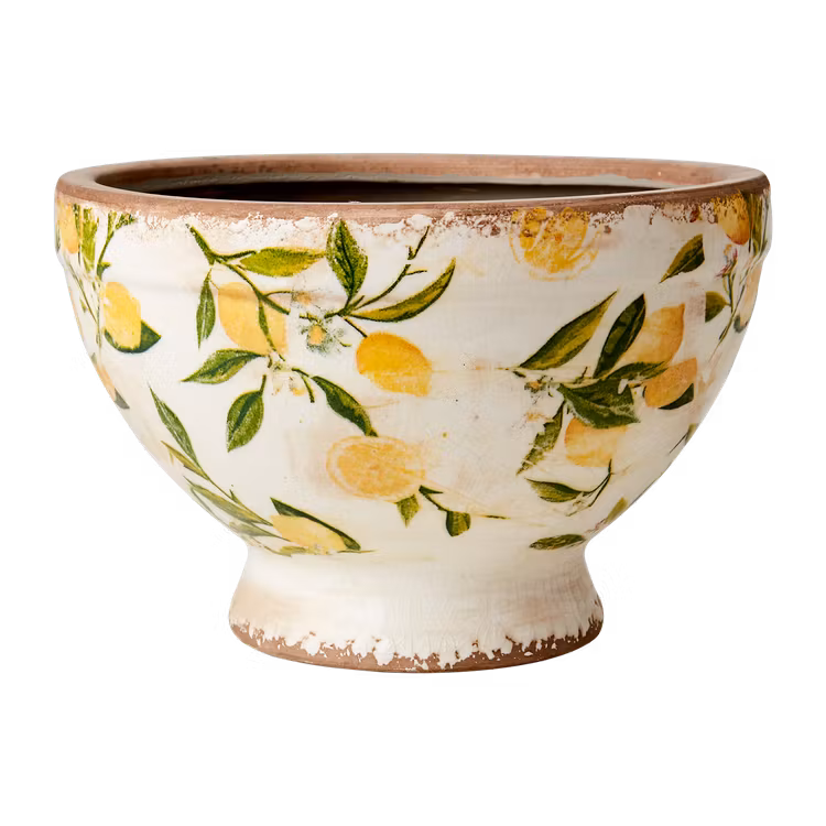 Kruka LEMONA, M, Vit/grön/gul