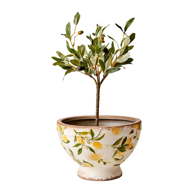 Kruka LEMONA, M, Vit/grön/gul