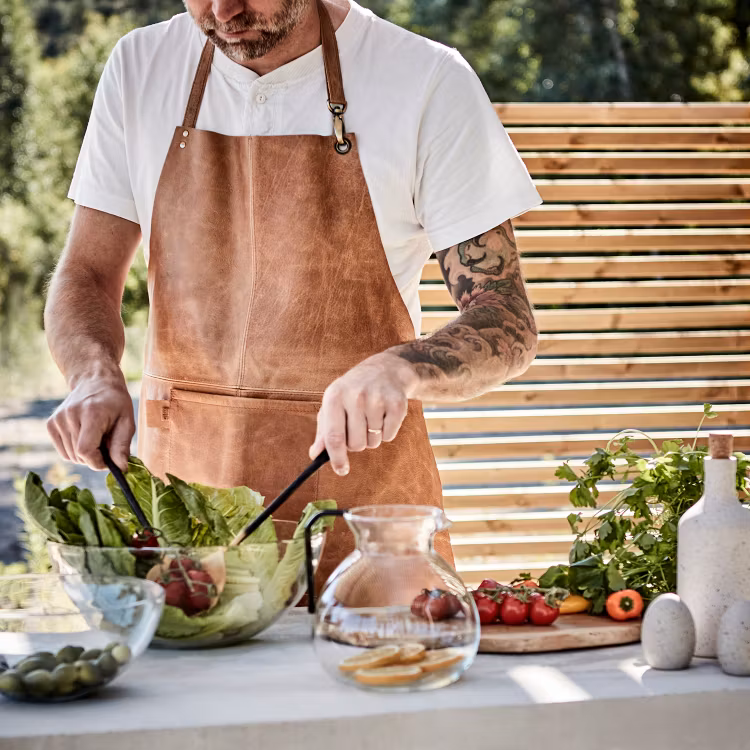 Förkläde, OXFORD, Brun